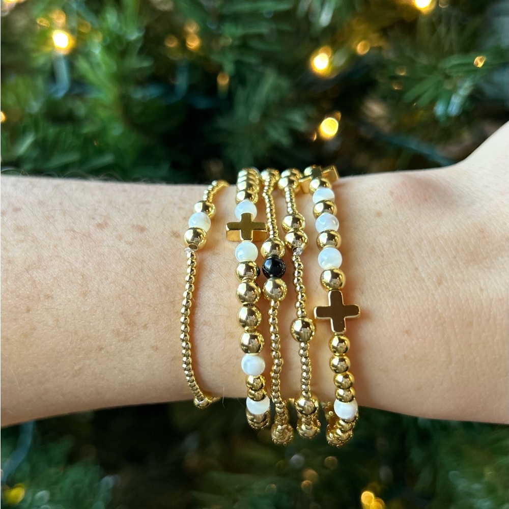 Set of Three 14k Gold Accent Bracelets